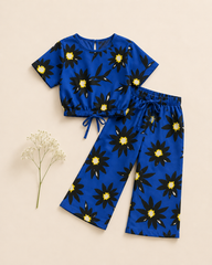 Blue Lotus-Crop-top with Bell Bottom -CT165