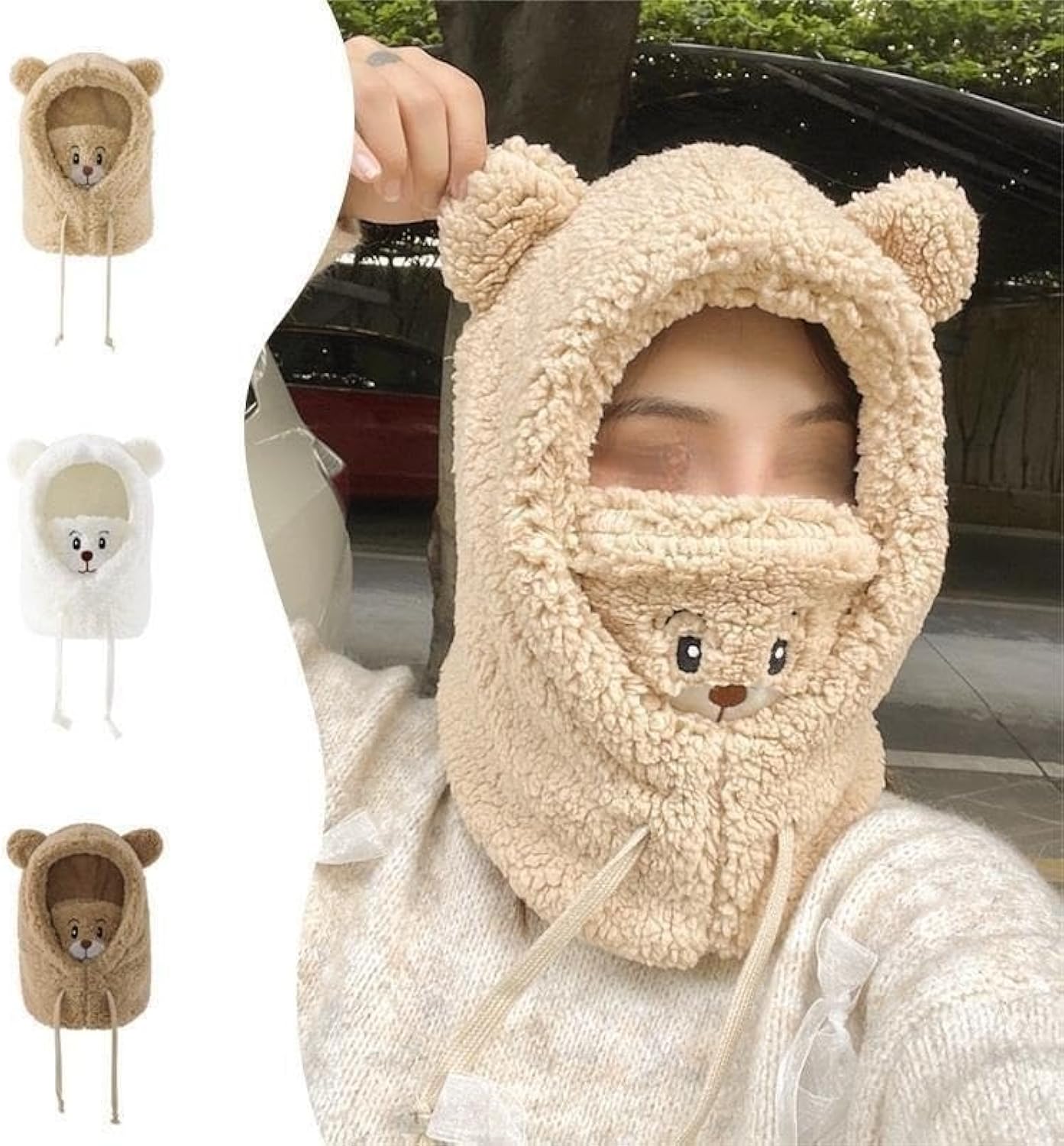 BC114 - Warm Plush 2 in 1 Cap with Mask - Free Size - Maa Sadqay