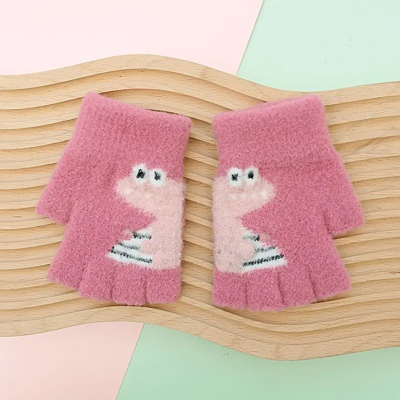Kids Warm Woolen Premium Fingerless Gloves