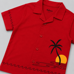 Summer Beach Tree Button-Down Shirt - BCOS1010