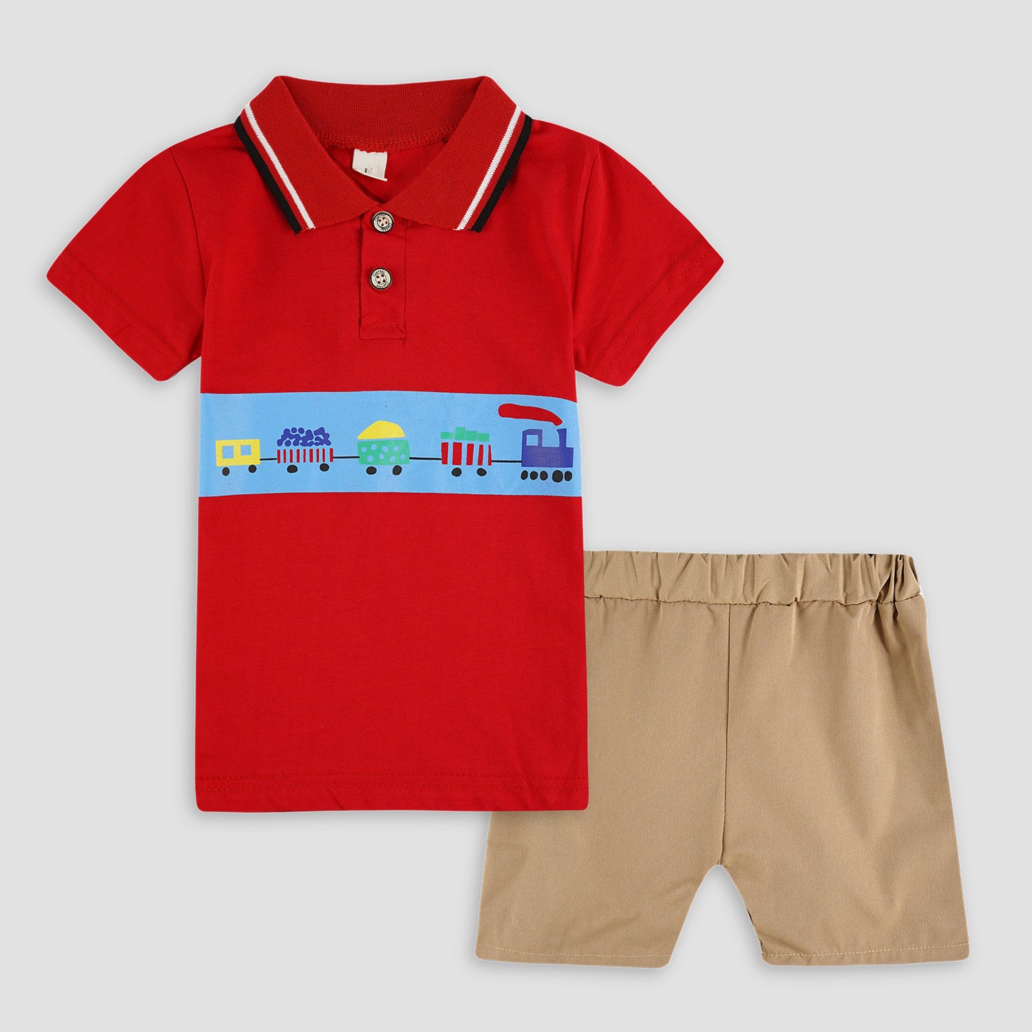 Polo Shirt & Shorts Set |Red Rail -PD106