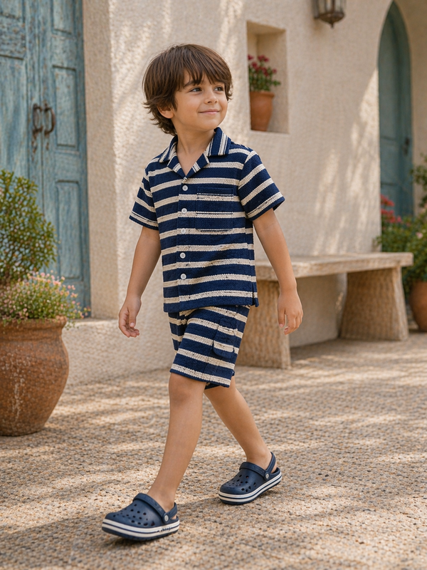Boys Premium Waffle Knit Summer Co-ord Set - BCSOM155