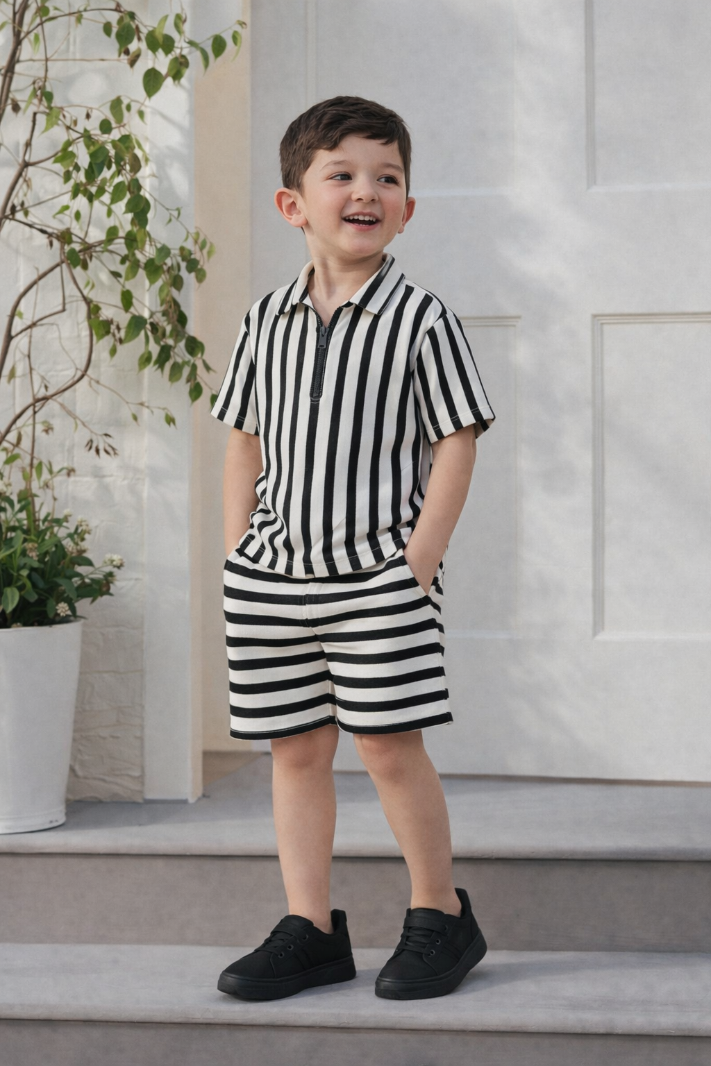 Boys Premium Waffle Knit Summer Co-ord Set - BCSOM152