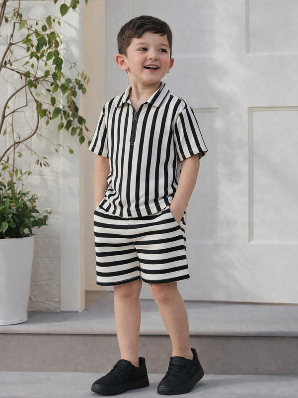Boys Premium Waffle Knit Summer Co-ord Set - BCSOM152