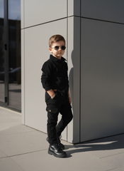 Corduroy Co-ord set for boys- Black cc1