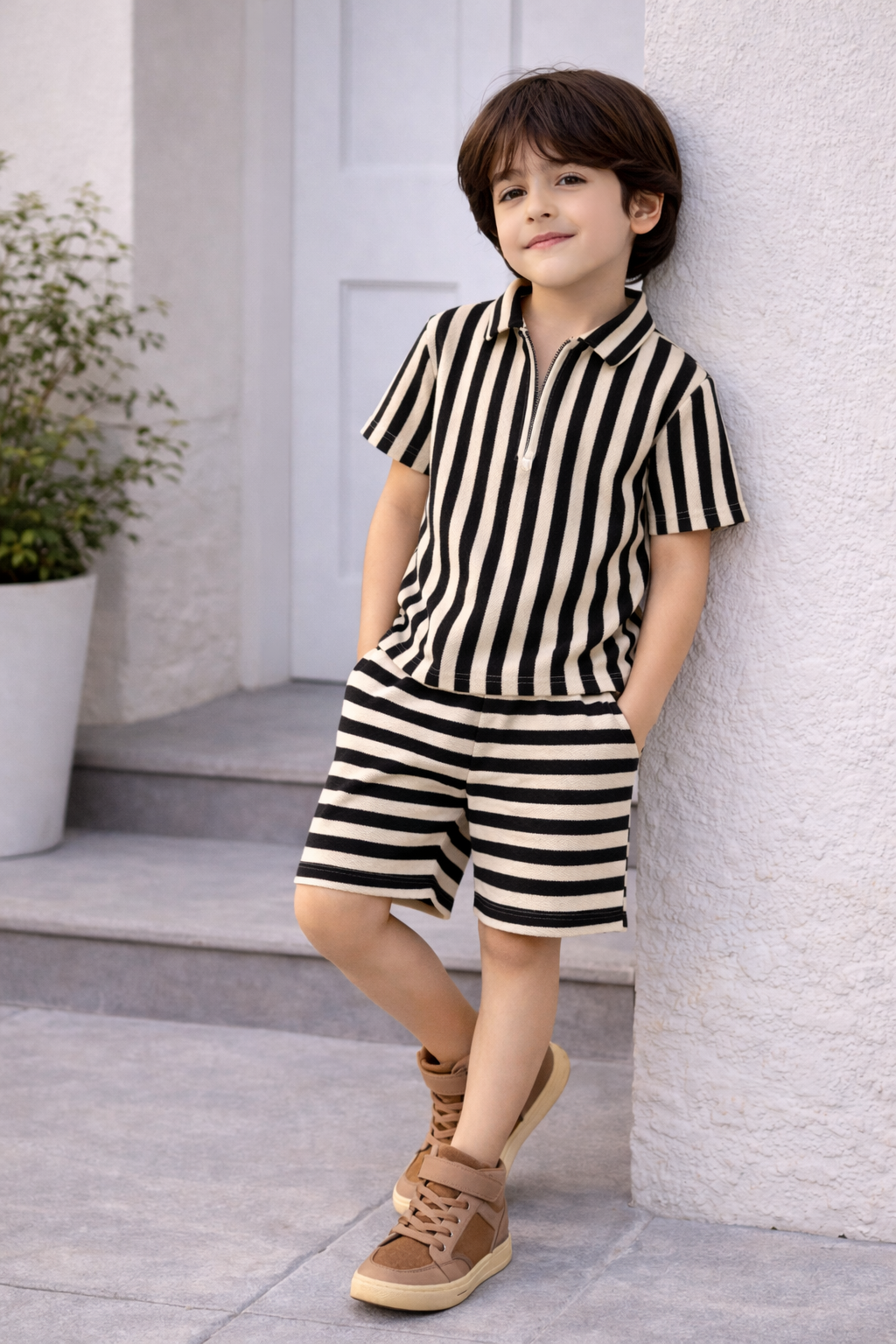 Boys Premium Waffle Knit Summer Co-ord Set - BCSOM151