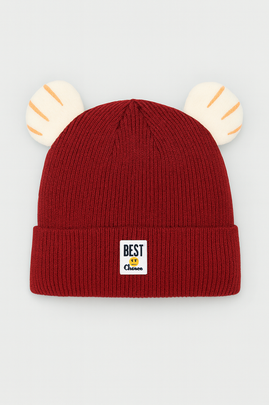 Kids Woolen Caps - Fish Fins (Maroon)