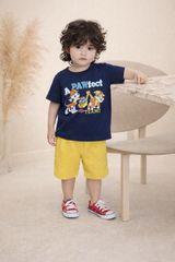 Kids Cotton T-Shirt & Shorts Set |Pawfect Team -Navy -CS1113