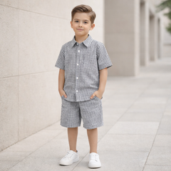 Shirt & Short Set - checkered - Maa Sadqay