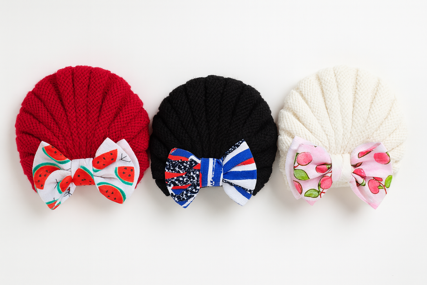 Woolen Turban Caps - Multi Bow