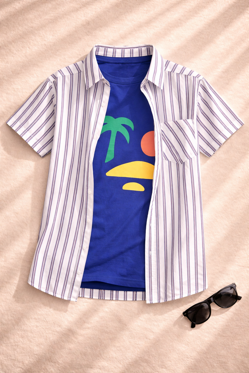 White Striped Double Shirt -Blue Inner -DS112 - Maa Sadqay