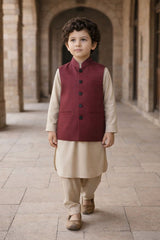 Boys Waistcoat -Maroon -WC31 - Maa Sadqay