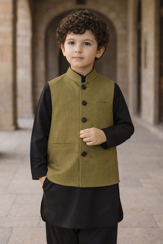 Boys Waistcoat -Olive-WC29
