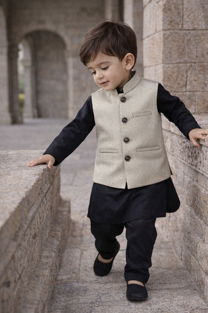 Boys Waistcoat Textured Silver Skin -WC22