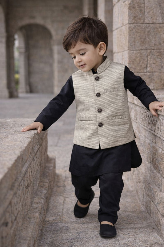 Boys Waistcoat Textured Silver Skin -WC22