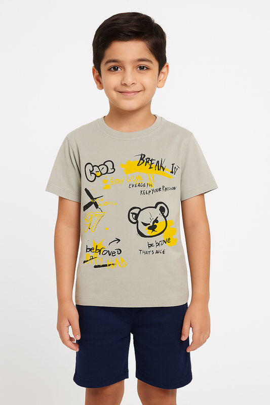 Boys Graffitti T-Shirt-Cool Grey -TS113