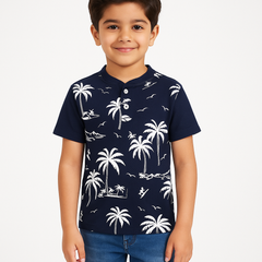 Palm Tree Henley Polo Shirt -HP012 - Maa Sadqay
