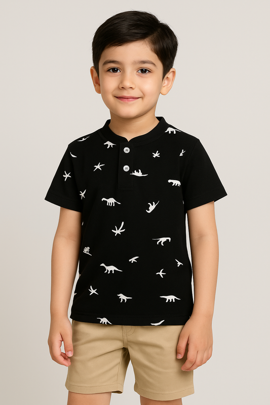 Dino Henley Polo Shirt  -HP005 - Maa Sadqay