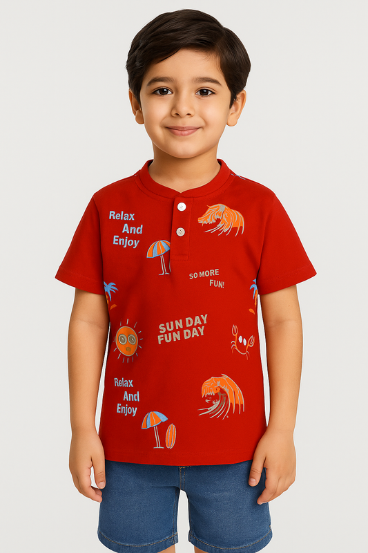 Summer Vibes Henley Polo Shirt  -HP017 - Maa Sadqay