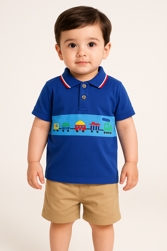 Polo Shirt & Shorts Set |Blue Rail -PD103