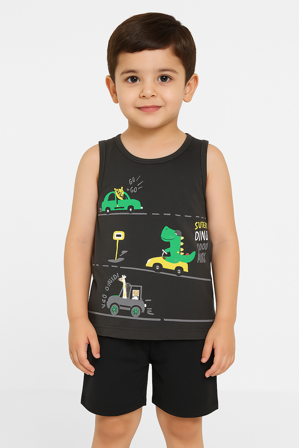 Dino Ride Sando Suit-Grey -SS03 - Maa Sadqay