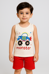 Monster Truck Sando Suit-Red&White -SS07 - Maa Sadqay