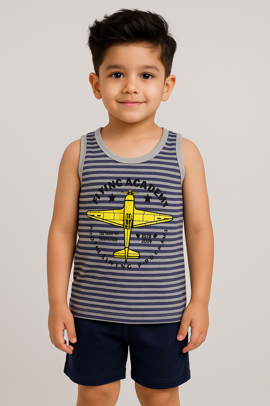 Pilot Sando/Tank Top -Printed  Blue -ST04 - Maa Sadqay