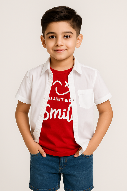 White Double Shirt - Smile -DS110