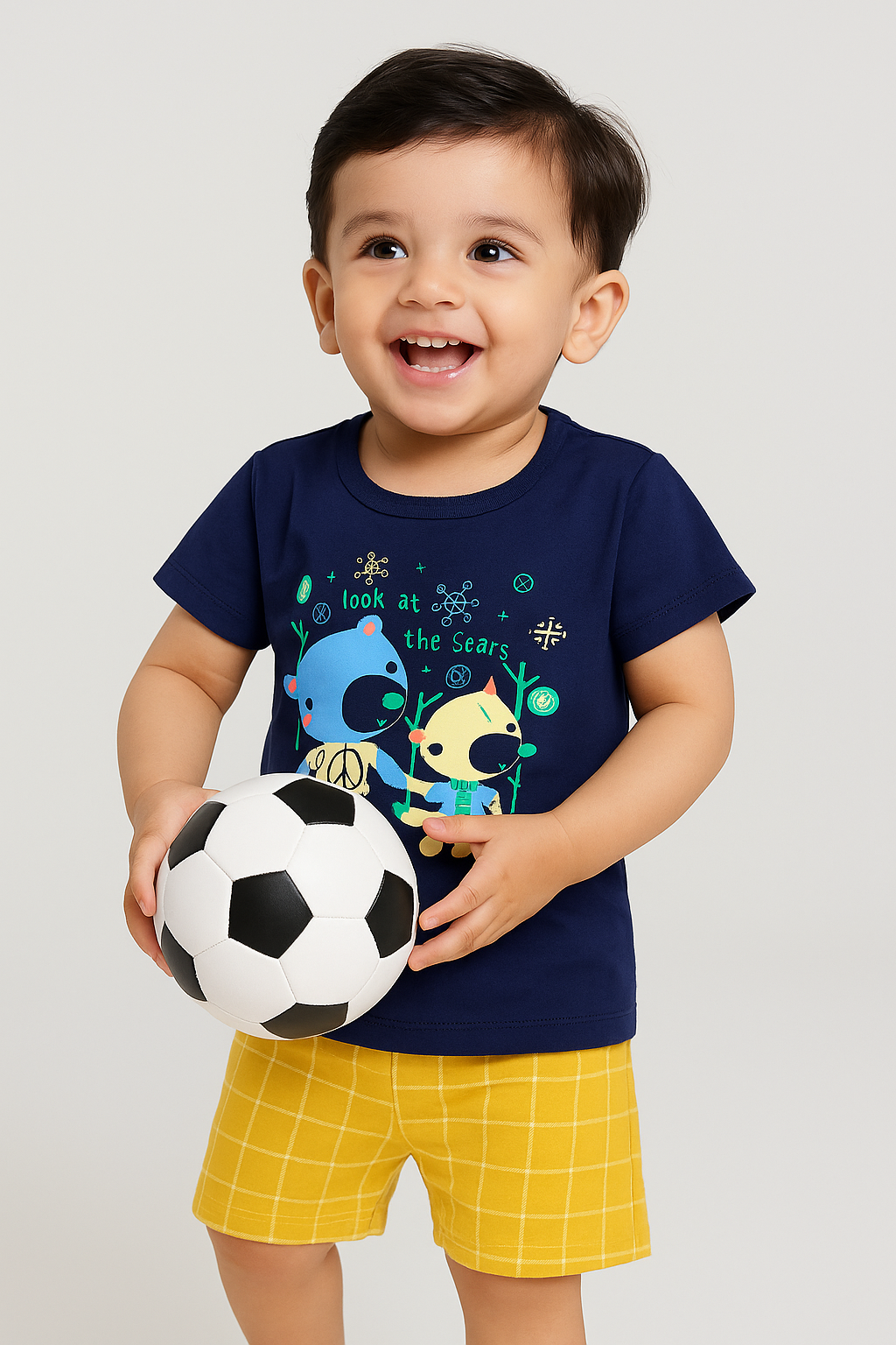 Kids Cotton T-Shirt & Shorts Set |Look at the Sears -Blue CS1115