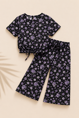 Black Lavender -Crop-top with Bell Bottom -CT147