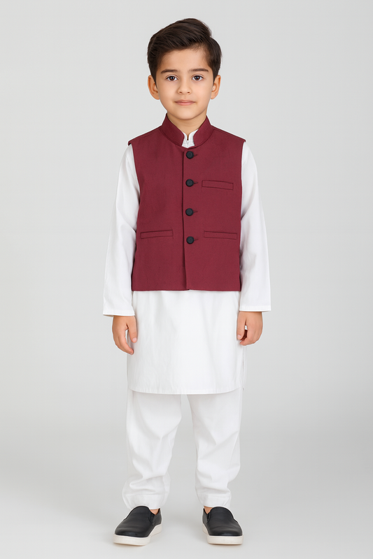 Boys Waistcoat -Maroon -WC31