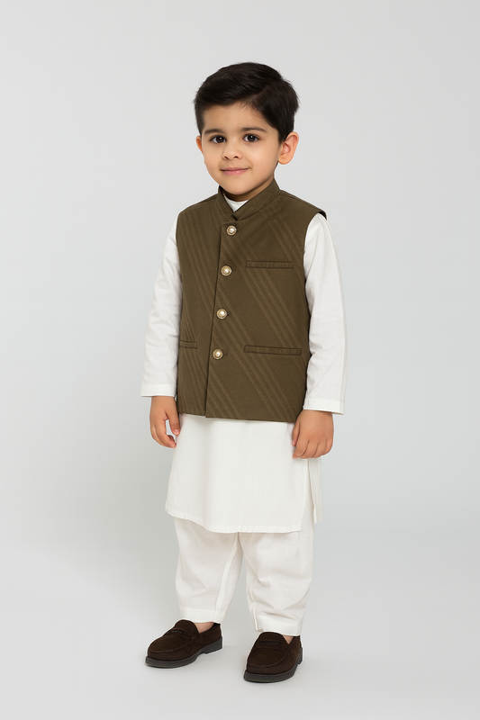 Boys Waistcoat -Brown -WC30