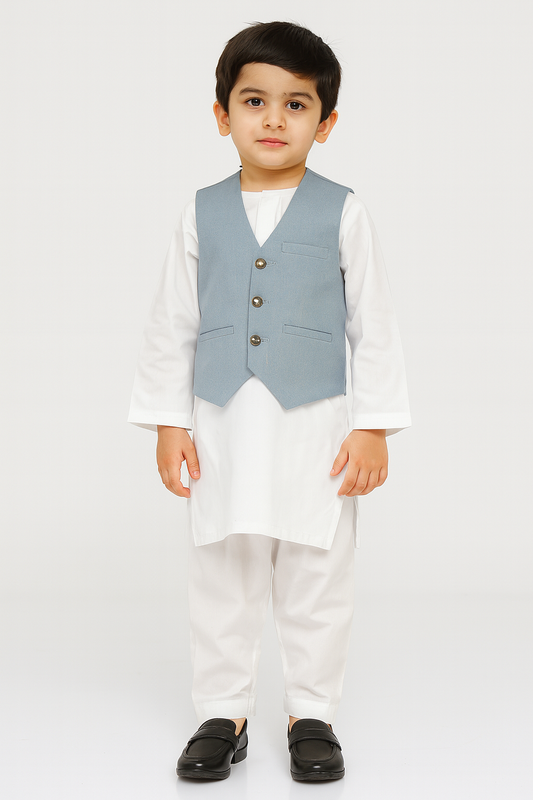 Boys Waistcoat V-Neck Royal Soft Blue -WC17