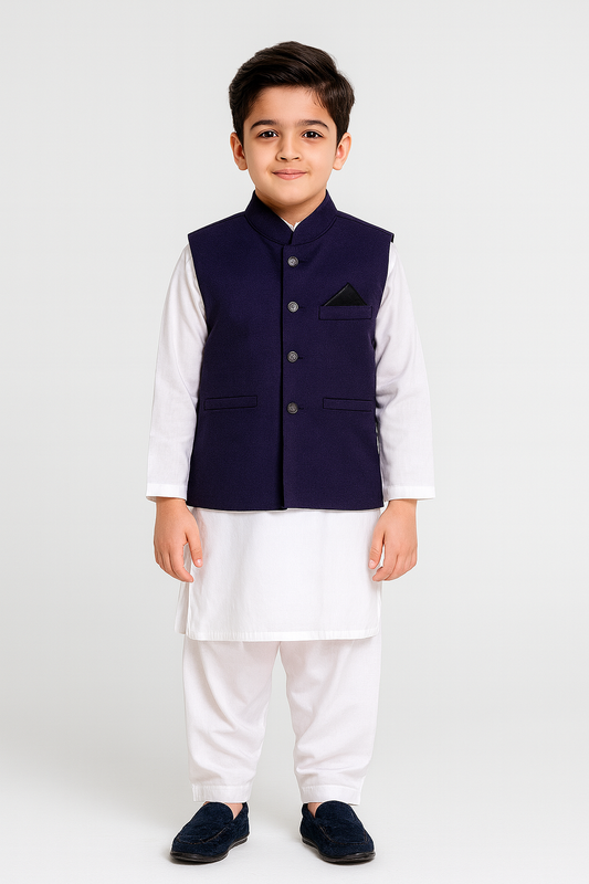 Boys Waistcoat Plain Indigo -WC20