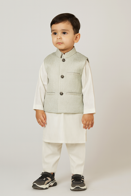 Boys Waistcoat Textured Silver Skin -WC22