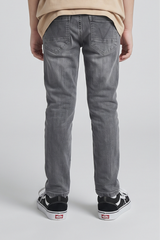 Boys Grey Charcoal Slim-Fit Ripped Denim Jeans - DJ11
