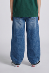 Unisex Blue Ripped Wide-Leg Denim Jeans - DJ6