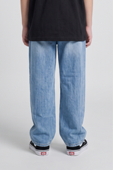 Unisex Light Wash Side-Stripe Wide-Leg Jeans - DJ9