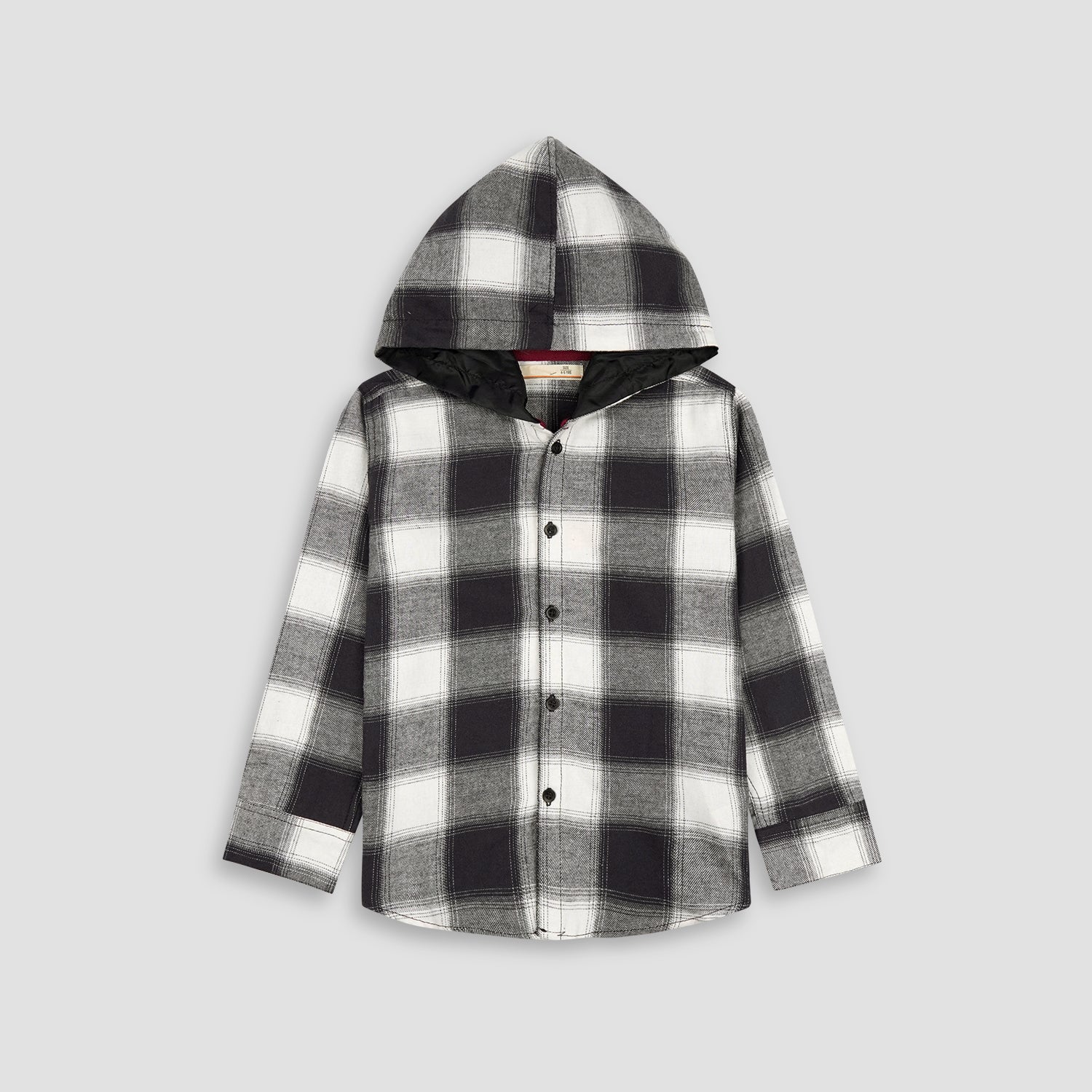 Checkered Grey Flalen Hoodied Shirt - Maa Sadqay