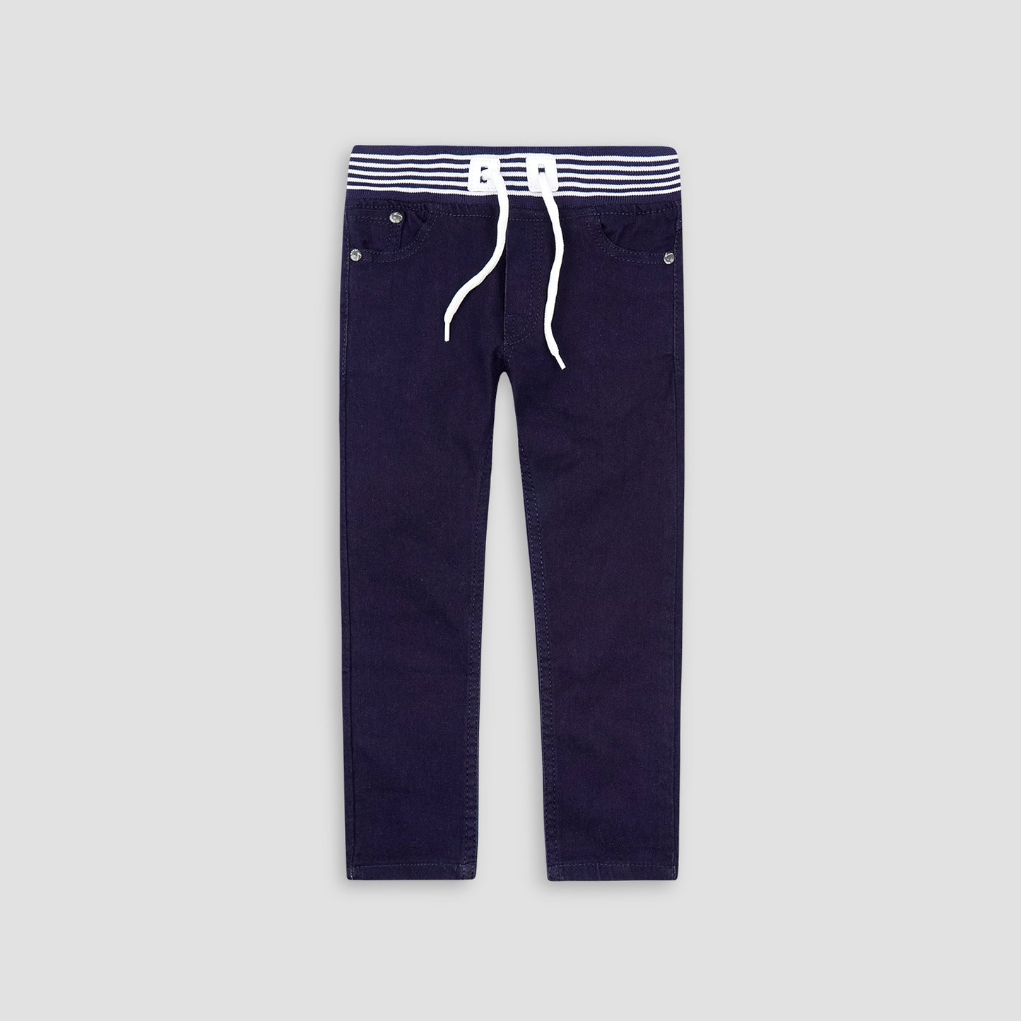 Cotton Jeans WIth Rib-Navy - Maa Sadqay
