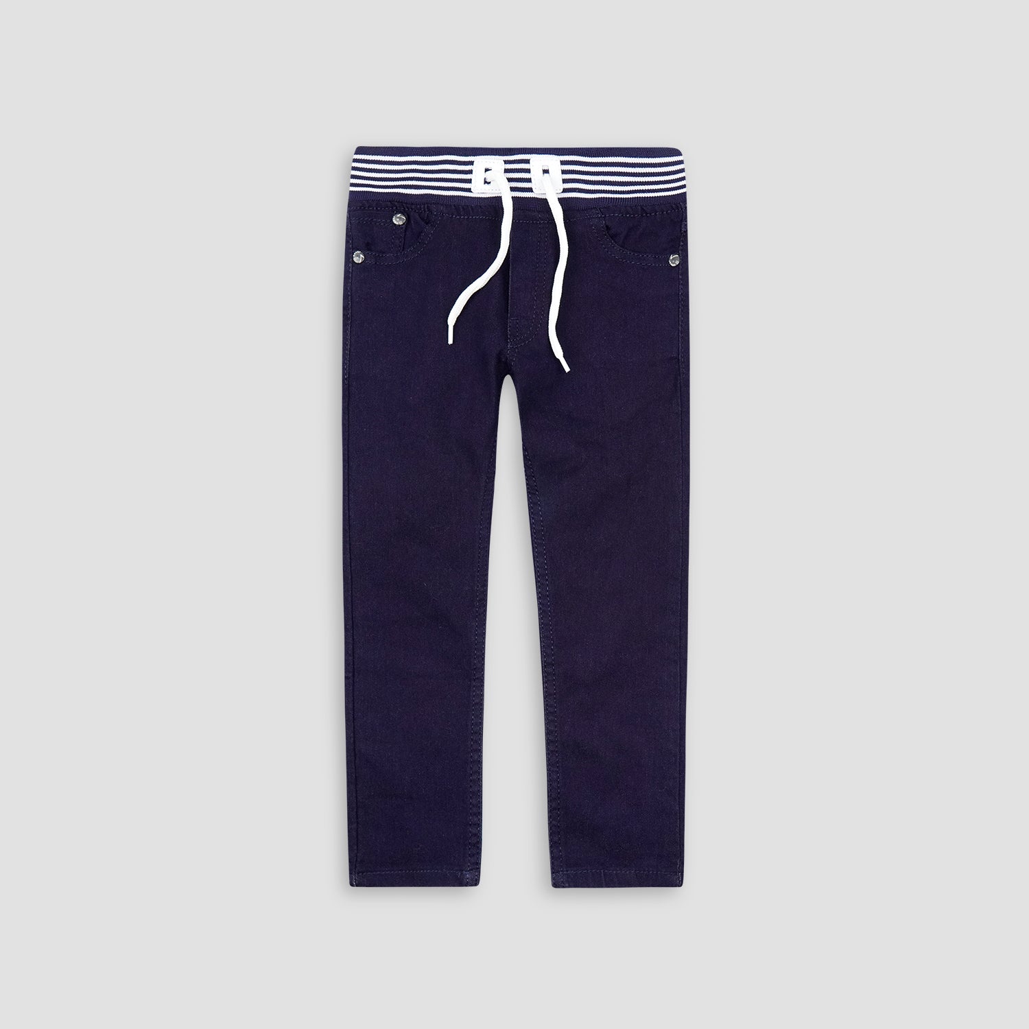 Cotton Jeans WIth Rib-Navy - Maa Sadqay