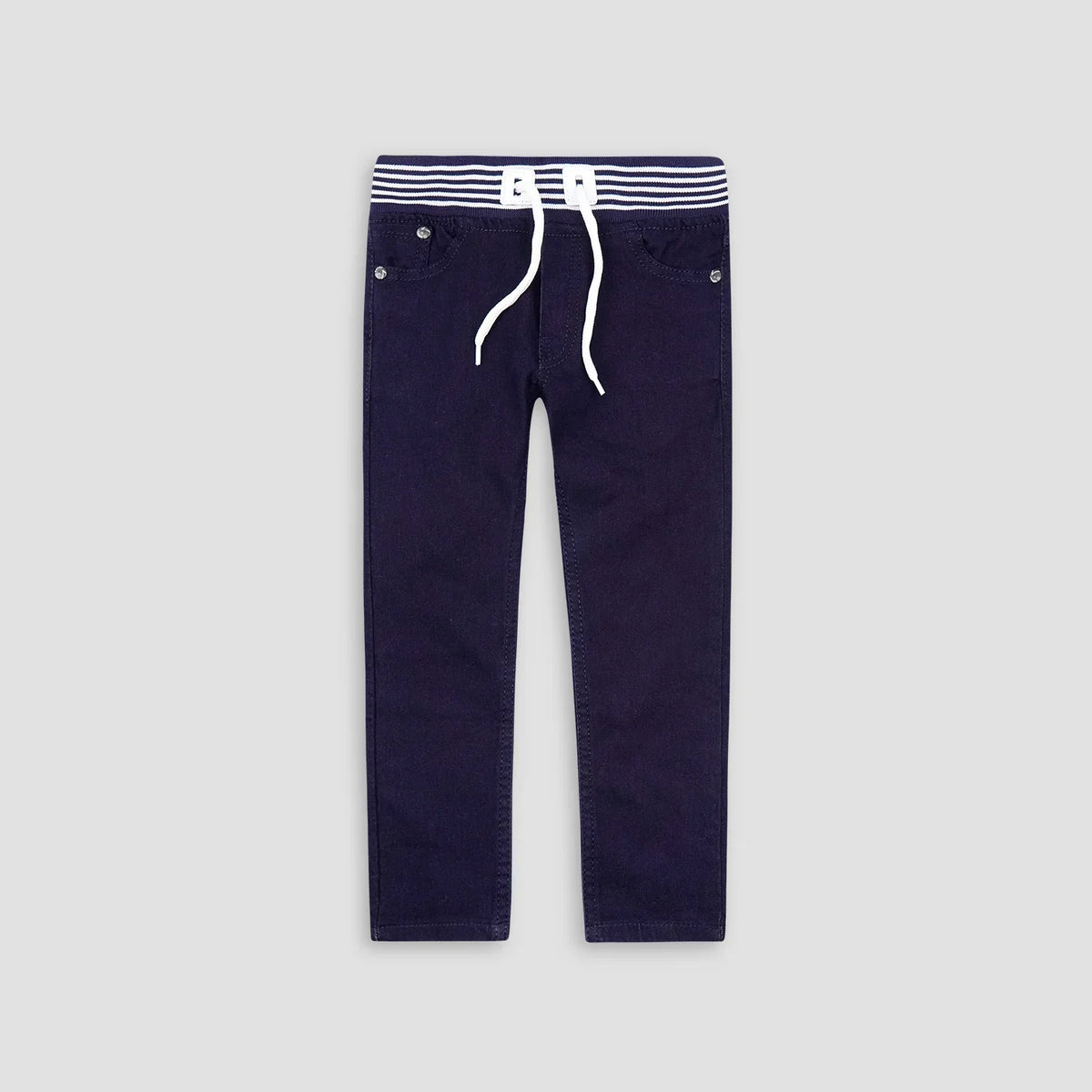 Cotton Jeans WIth Rib-Navy - Maa Sadqay