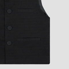 Boys Waistcoat -Textured Black -WC26 - Maa Sadqay