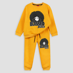 Vibes - Yellow Fleece Jogger Suits - Maa Sadqay