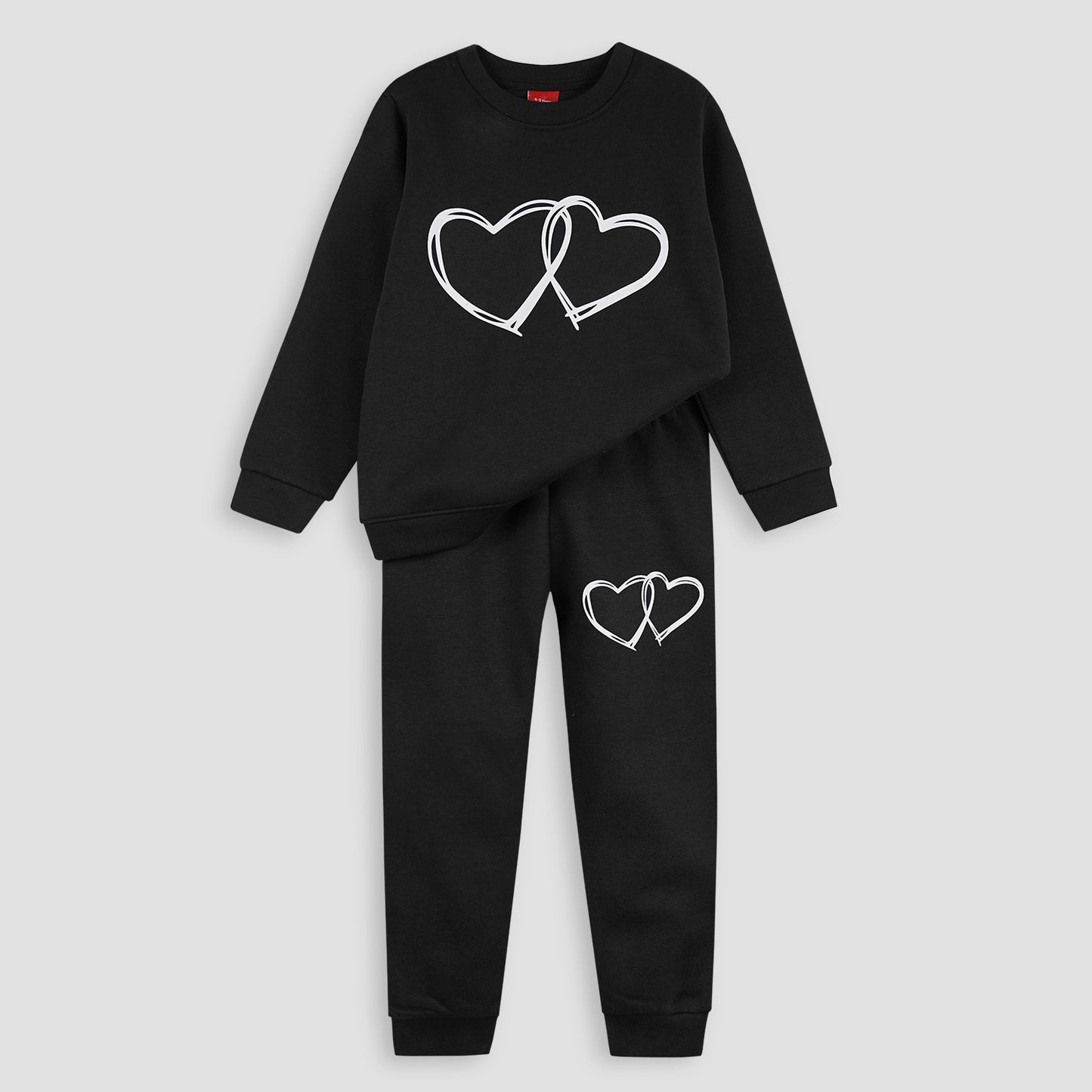 Twin Heart Black Fleece Jogger Suits - Maa Sadqay