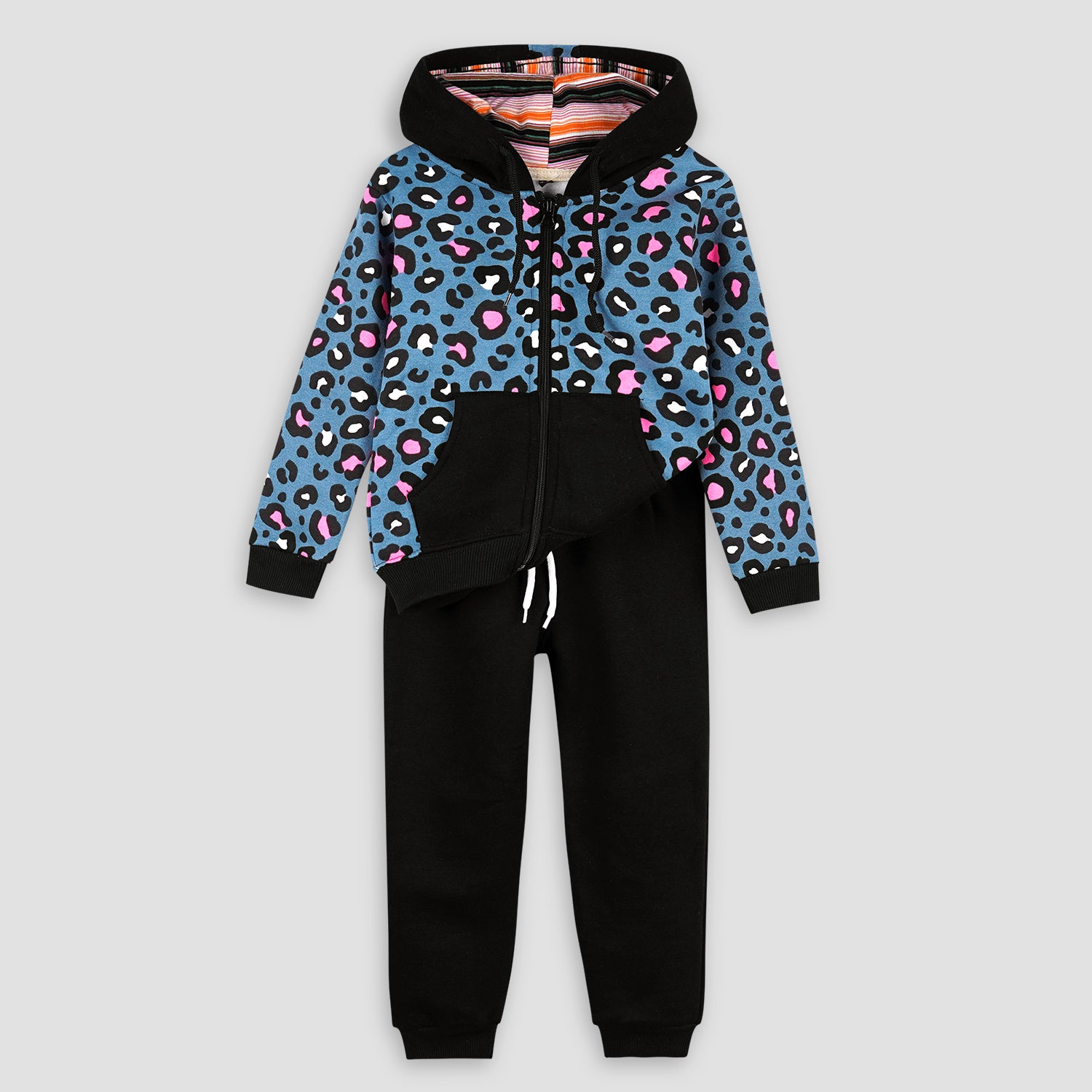 Zipper Cheetah Fleece Jogger Suits - Maa Sadqay