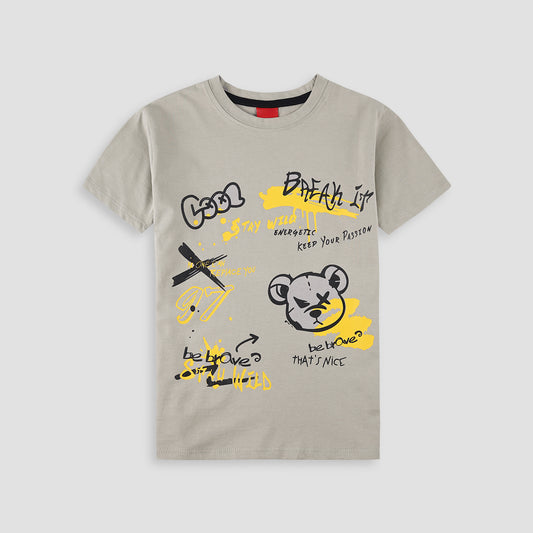 Boys Graffitti T-Shirt-Cool Grey -TS113