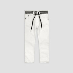 Cotton Jeans WIth Rib-White - Maa Sadqay