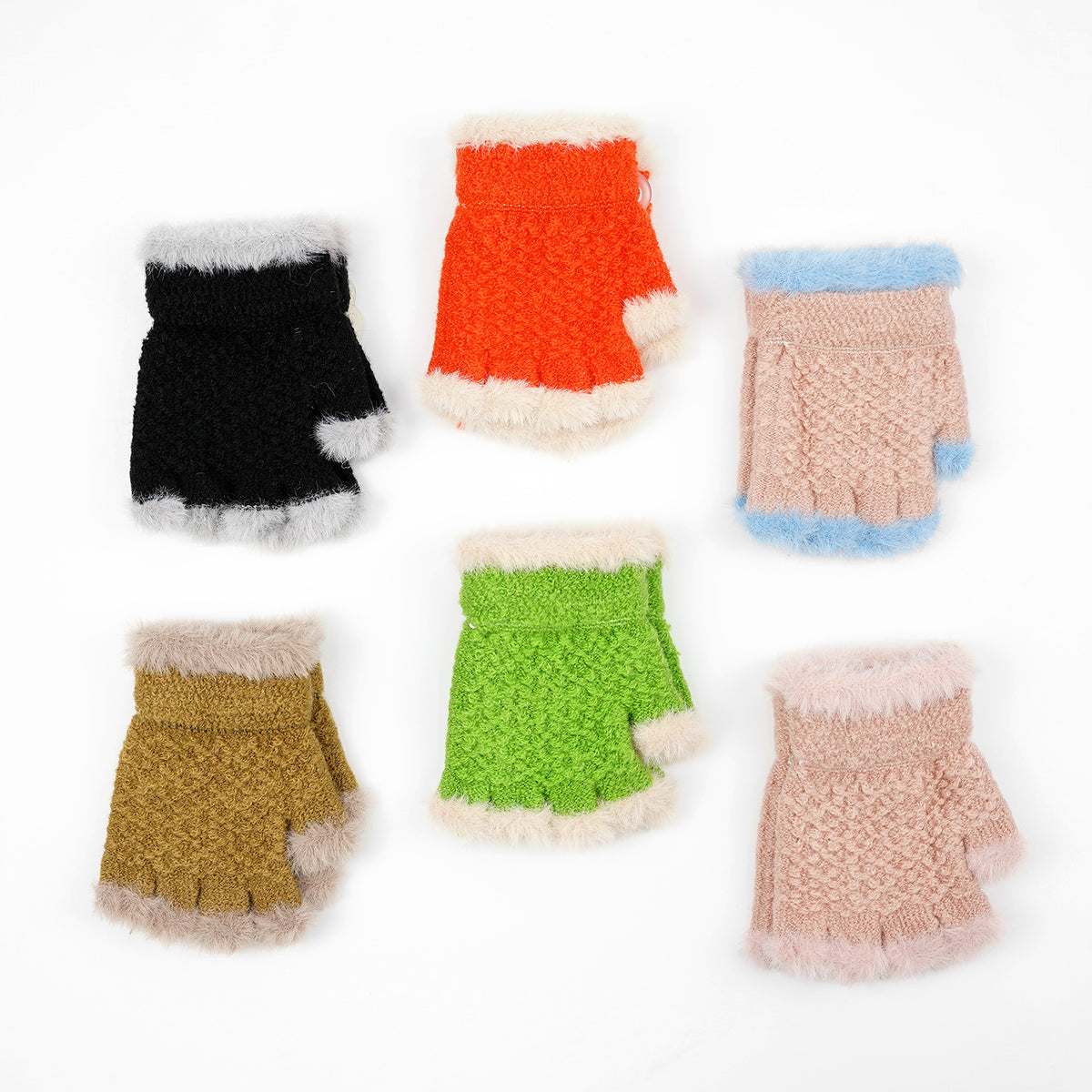 Kids Warm Woolen Fingerless Gloves - 2- 8 y