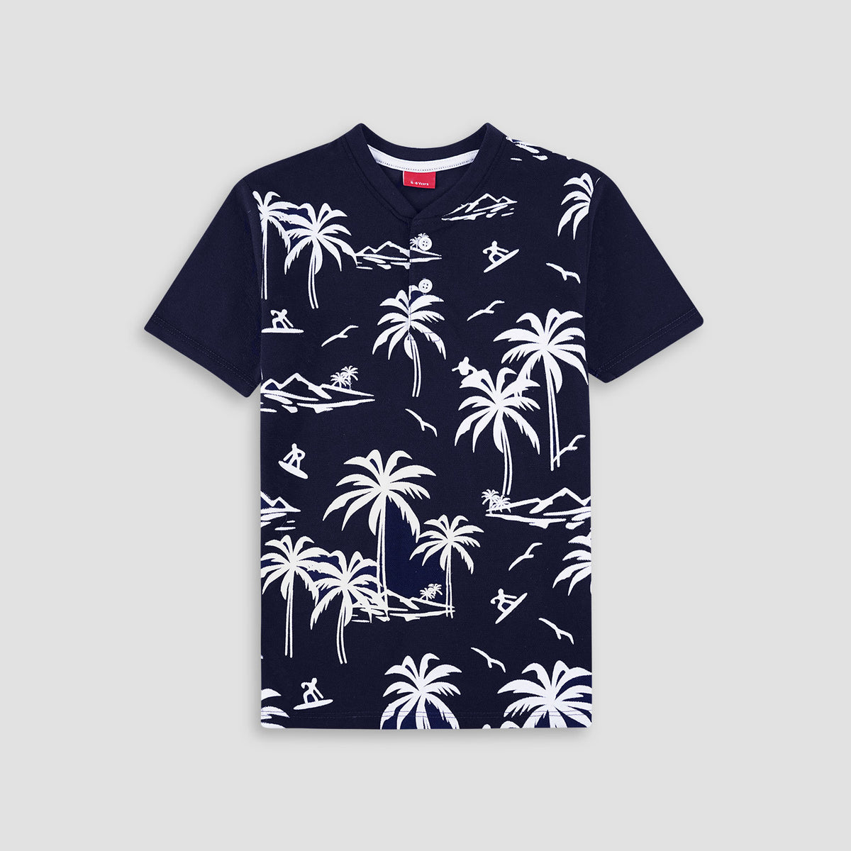 Palm Tree Henley Polo Shirt -HP012 - Maa Sadqay